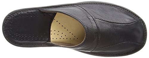 Janex - Zapatillas de Estar por casa de Cuero de Piel para Hombre Negro (42, Negro)
