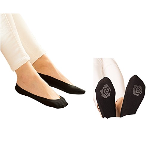 JARSEEN 4Pares Calcetines Invisibles Mujer Cortos Nylon Algodón Calcetines Con Silicona Antideslizante (2Negro+2Beige, EU 39-42)