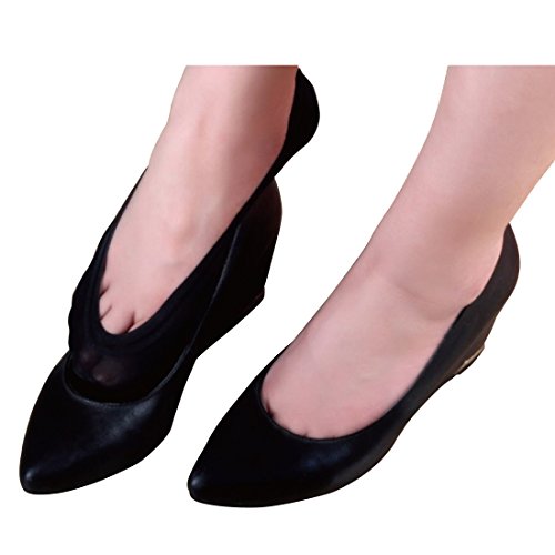 JARSEEN 4Pares Calcetines Invisibles Mujer Cortos Nylon Algodón Calcetines Con Silicona Antideslizante (2Negro+2Beige, EU 39-42)