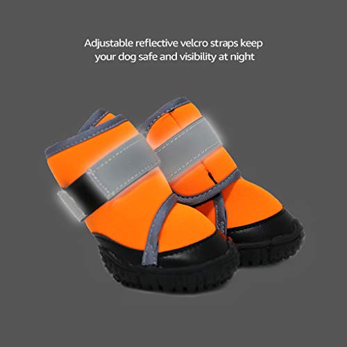 JiAmy 2 Piezas Zapatos para Perros Botas Impermeables para Perros Botines para Perros de Nieve Protección para Patas de Perros con Suela Antideslizante, para Pastor, Rottweiler