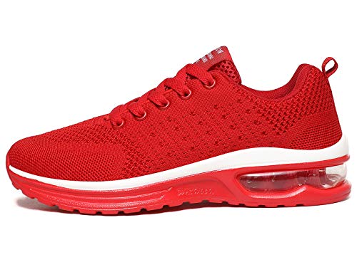 JIANKE Zapatillas Deportivas Mujer Zapatos de Ligero Cojín de Aire Transpirables Moda Running Fitness Caminar Rojo 39 EU