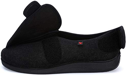 Jinbeile X-Weit Zapatos ajustables con cierre de velcro para mujer y hombre para diabéticos, talla grande, color Negro, talla 39 EU X-Weit