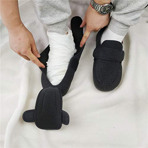 Jinbeile X-Weit Zapatos ajustables con cierre de velcro para mujer y hombre para diabéticos, talla grande, color Negro, talla 39 EU X-Weit