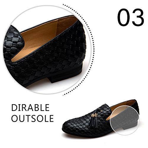 JITAI Hombres Vintage Velvet BV Bordado Mocasines Nobles Zapatos - Negro 03 Talla ,41 EU (8 UK)