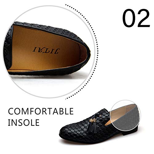 JITAI Hombres Vintage Velvet BV Bordado Mocasines Nobles Zapatos - Negro 03 Talla ,41 EU (8 UK)