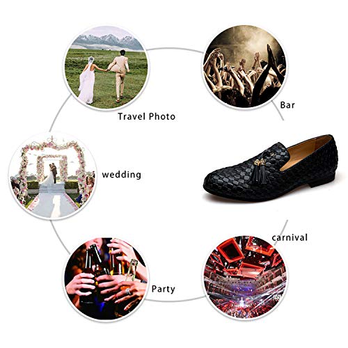 JITAI Hombres Vintage Velvet BV Bordado Mocasines Nobles Zapatos - Negro 03 Talla ,41 EU (8 UK)