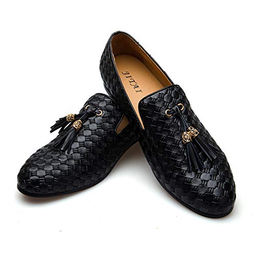 JITAI Hombres Vintage Velvet BV Bordado Mocasines Nobles Zapatos - Negro 03 Talla ,41 EU (8 UK)