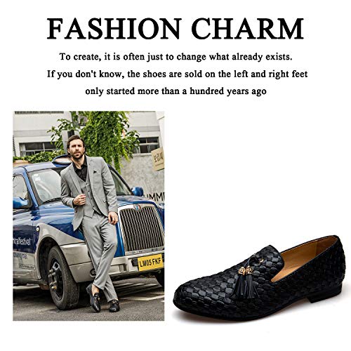 JITAI Hombres Vintage Velvet BV Bordado Mocasines Nobles Zapatos - Negro 03 Talla ,41 EU (8 UK)