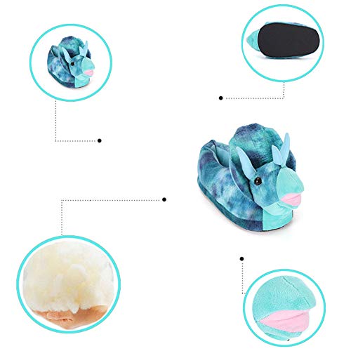 JK Triceratops - Zapatillas de peluche con diseño de oso koala, para interiores, dormitorio, sala de estar, niños y adultos, color, talla Large