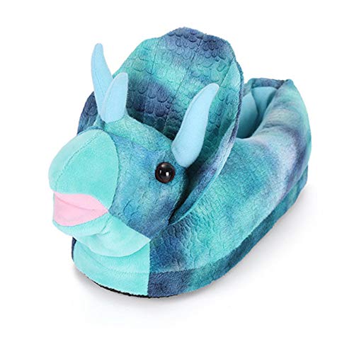 JK Triceratops - Zapatillas de peluche con diseño de oso koala, para interiores, dormitorio, sala de estar, niños y adultos, color, talla Large