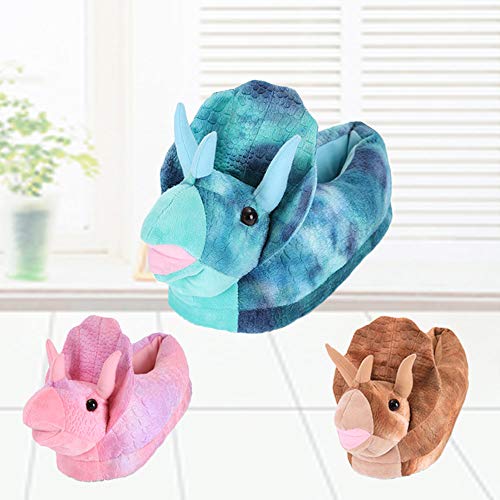 JK Triceratops - Zapatillas de peluche con diseño de oso koala, para interiores, dormitorio, sala de estar, niños y adultos, color, talla Large