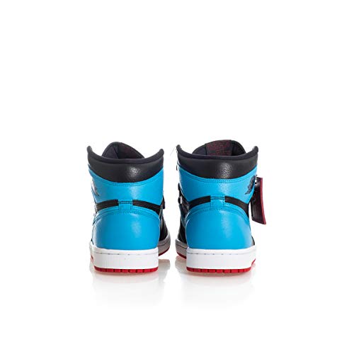 Jordan Air 1 High OG, Running Shoe Womens, Negro/Dk Powder Blue/Rojo Gimnasio, 46 EU