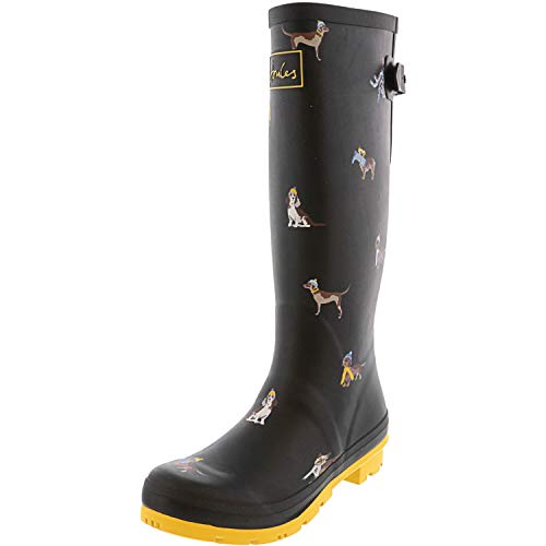 Joules Welly Print, Botas de Agua Mujer, Negro (Black Dogs Black Dogs), 37 EU