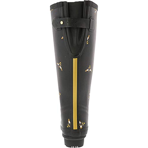 Joules Welly Print, Zapatos para Agua para Niñas, Negro Negro Metálico Abejas Blkmtlbees, 36 EU