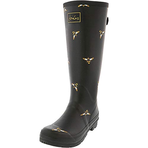 Joules Welly Print, Zapatos para Agua para Niñas, Negro Negro Metálico Abejas Blkmtlbees, 36 EU