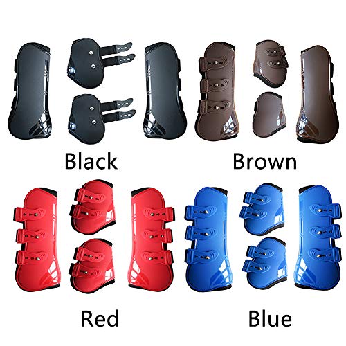 Juego de 4 botas deportivas para caballos, de neopreno, para tendón de caballo, protección segura para las piernas, equipo ecuestre para saltar, montar en eventos, doma