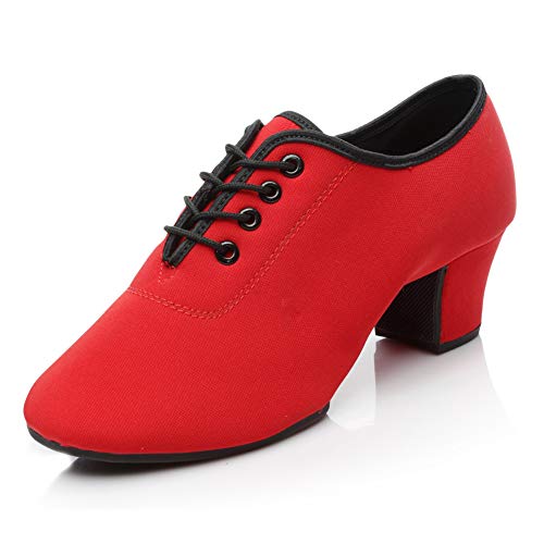 JUODVMP Zapatos de Baile Latino Mujer Salsa Zapatos de Baile con Plataforma Entrenamiento de salón de Baile Zapatos de tacón bajo,Modelo NJB-3CM-JD, 41 EU