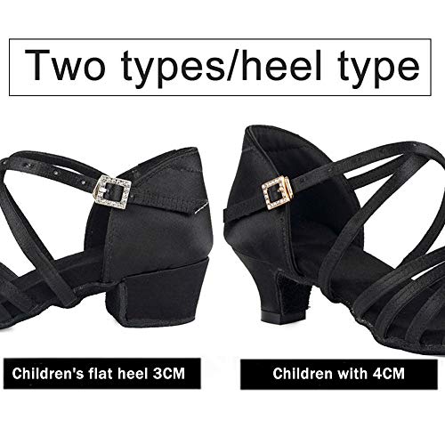 JUODVMP Zapatos de Baile Latino para Niñas de Salon Zapatos de Baile Profesional,Modello ES-202-ZS-3CM, 28.5 EU / 18.5 CM