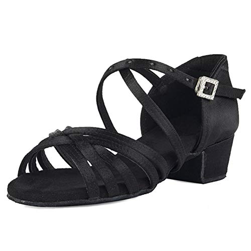 JUODVMP Zapatos de Baile Latino para Niñas de Salon Zapatos de Baile Profesional,Modello ES-202-ZS-3CM, 28.5 EU / 18.5 CM