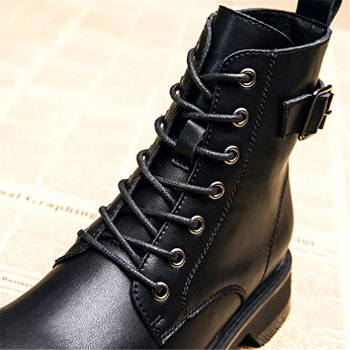 JUSEN El otoño y el Invierno y Botas de Mujer Botas de Moda Martin Botas, Tacones Altos Vestido de Tobillo, Cuero de la PU Punta Redonda de la Nieve del Invierno Botas, más el tamaño de 5-7,39