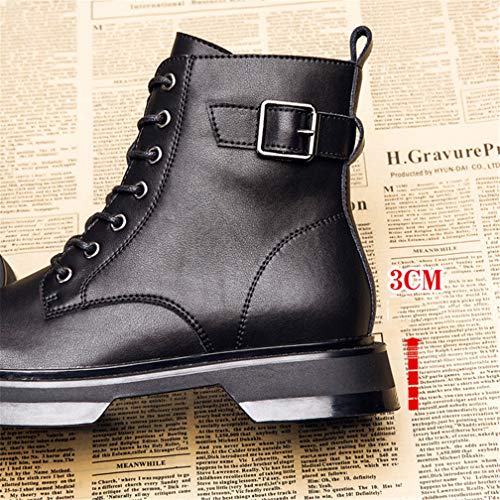 JUSEN El otoño y el Invierno y Botas de Mujer Botas de Moda Martin Botas, Tacones Altos Vestido de Tobillo, Cuero de la PU Punta Redonda de la Nieve del Invierno Botas, más el tamaño de 5-7,39