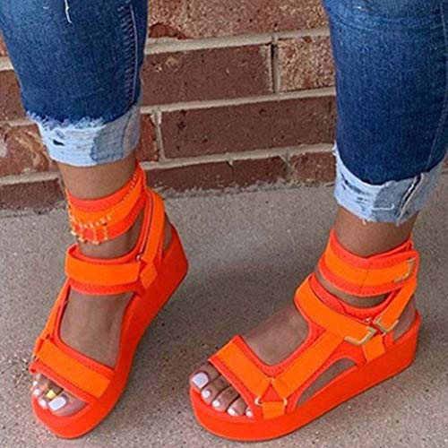 JXJ Sandalias Informales de Plataforma para Mujer, Corrector ortopédico de juanetes, Sandalias ortopédicas para pies con Soporte de Arco, cómoda Plataforma Plana, 44