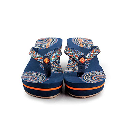 JYDAN Mujeres Chanclas De Cuña Zapatos Tacón Sandalias Playa Pantuflas Plataforma,Blue,37