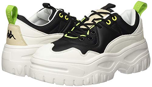 Kappa Kassidy Authentic, Zapatillas Deportivas Mujer, Negro/Blanco/Verde Lima, 38 EU