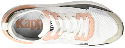 Kappa Wallas, Zapatillas Deportivas para Mujer, Blanco/Gris Oscuro/Beige/Rosa, 39 EU