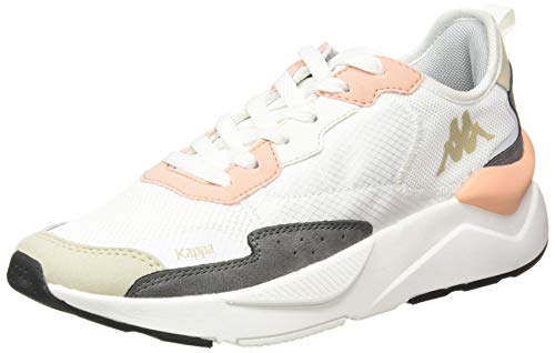 Kappa Wallas, Zapatillas Deportivas para Mujer, Blanco/Gris Oscuro/Beige/Rosa, 39 EU
