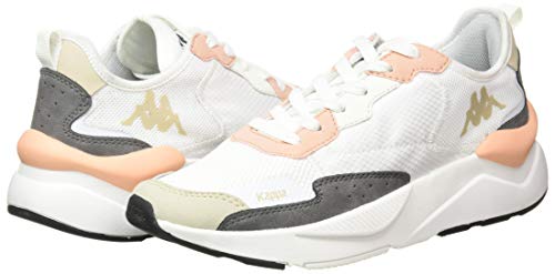 Kappa Wallas, Zapatillas Deportivas para Mujer, Blanco/Gris Oscuro/Beige/Rosa, 39 EU