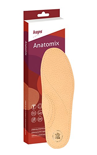 Kaps Plantillas Ortopédicas De Cuero Para Arco Longitudinal Caído, Inserciones De Calzado Para Pies Planos, Hombres Y Mujeres, Cuero Curtido Vegetal, Anatomix (37-38 EUR)