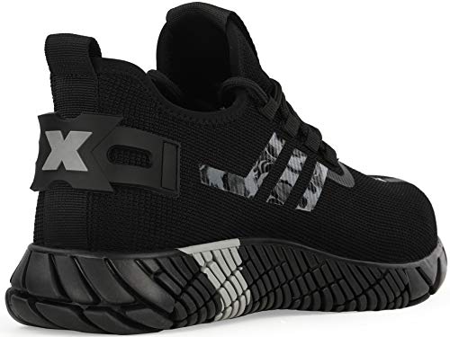 Kefuwu Zapatillas de Seguridad Hombre Ligero Calzado de Seguridad CómodoTranspirable con Punta de Acero Zapatos de Trabajo Verano (Negro Blanco, 39 EU)