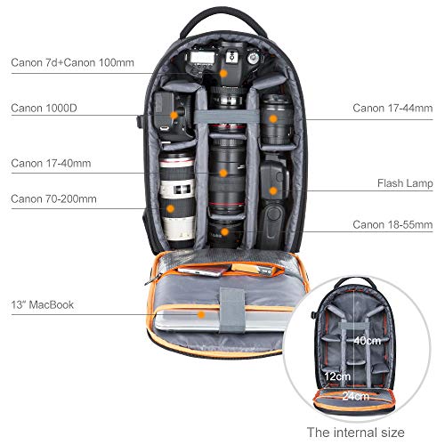 K&F Concept Mochila Cámara Réflex Mochila Portátil para Cámara DSLR Canon Sony Nikon Lentes Trípode y Portátil 13.3” para Mujer y Hombre, L