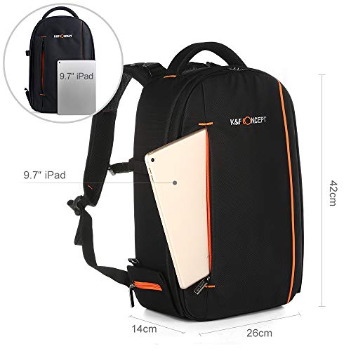 K&F Concept Mochila Cámara Réflex Mochila Portátil para Cámara DSLR Canon Sony Nikon Lentes Trípode y Portátil 13.3” para Mujer y Hombre, L