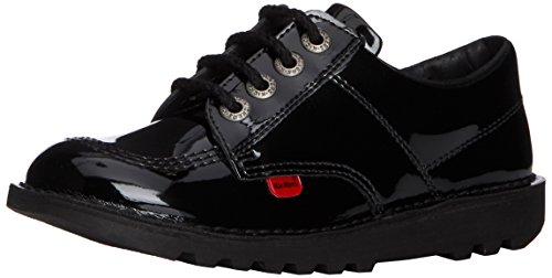 Kickers Lo Core Patl Jf - zapatos con cordones de cuero Niños Niñas, negro (Black), 39 EU (6 UK)