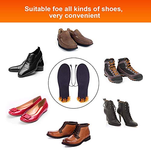 KIPIDA Plantillas Calefactables, Calentadores de Pies Carga USB Plantillas Pies Eléctrica Calefacción Inverno Suelas Calentables Hombre Mujer para Esquí Pesca Marcha Senderismo, Puede Cortar y Lavable