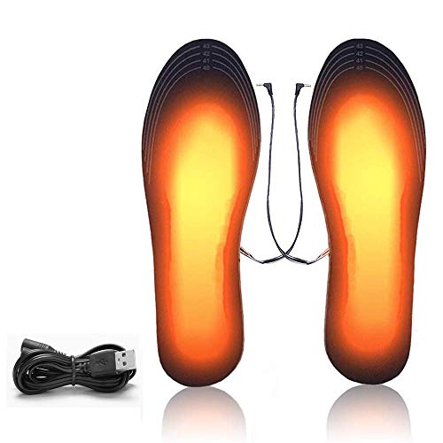 KIPIDA Plantillas Calefactables, Calentadores de Pies Carga USB Plantillas Pies Eléctrica Calefacción Inverno Suelas Calentables Hombre Mujer para Esquí Pesca Marcha Senderismo, Puede Cortar y Lavable