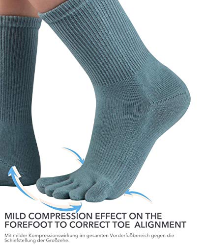 Knitido Dr. Foot® Hallux Valgus | Calcetines con dedos para juanetes, media pierna, Talla:43-46, Colores:azul-gris (854)
