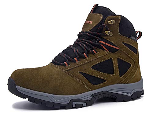Knixmax - Botas de Montaña para Mujer, Zapatillas de Senderismo Impermeable Antideslizante Zapatos de Deporte Exterior Calzado de Alta Caña Trekking Sneakers, Marrón EU 37