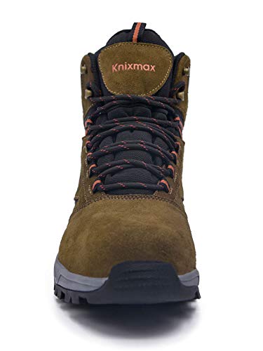 Knixmax - Botas de Montaña para Mujer, Zapatillas de Senderismo Impermeable Antideslizante Zapatos de Deporte Exterior Calzado de Alta Caña Trekking Sneakers, Marrón EU 37