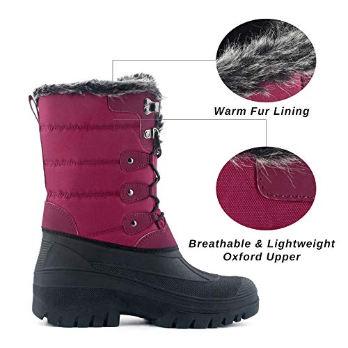 Knixmax Botas de Nieve para Mujer, Zapatos de Invierno Forro de Piel Cálidas Calientes y Impermeables Antideslizante, para Senderismo, Trekking, Caminar, Trabajo, Casuales, Aire Libre, Rojo EU 41