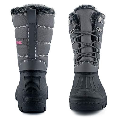 Knixmax Botas de Nieve para Mujer, Zapatos de Invierno Forro de Piel Cálidas Calientes y Impermeables Antideslizante, para Senderismo, Trekking, Caminar, Trabajo, Casuales, Aire Libre, Gris EU 41
