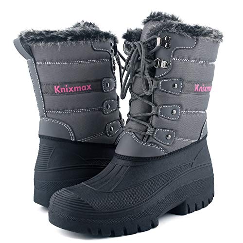 Knixmax Botas de Nieve para Mujer, Zapatos de Invierno Forro de Piel Cálidas Calientes y Impermeables Antideslizante, para Senderismo, Trekking, Caminar, Trabajo, Casuales, Aire Libre, Gris EU 41