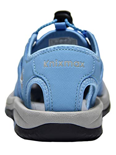Knixmax-Sandalias de Senderismo Verano para Hombre Mujer Verano Exterior Senderismo Ligeras Antideslizantes Zapatillas Trekking Deportivas Casuales Sandalias de Playa, EU40 (UK7) Light Blue