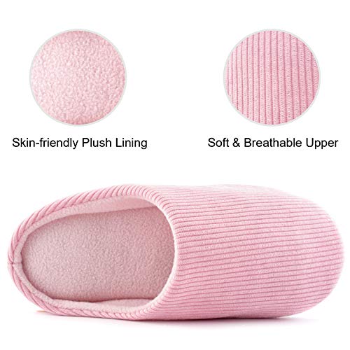 Knixmax Zapatillas de Estar por Casa para Hombre Mujer, Zapatos Memory Algodón Pantuflas, Zapatillas Cómodas Suave CáLido y Antideslizante Zapatillas para Interior, Hotel, Hogar, Rosa EU 36-37