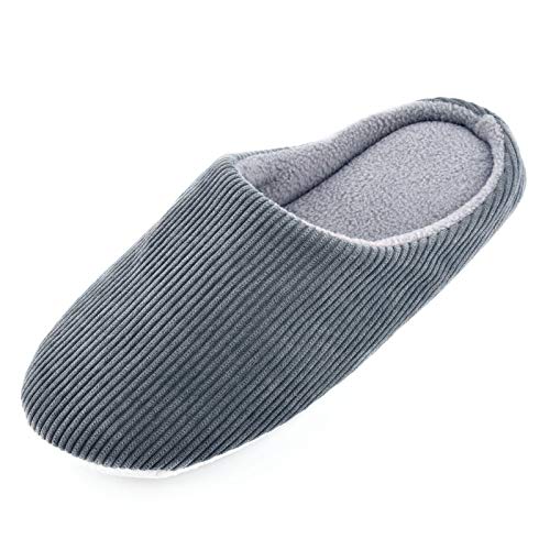 Knixmax Zapatillas de Estar por Casa para Hombre Mujer, Zapatos Memory Algodón Pantuflas, Zapatillas Cómodas Suave CáLido y Antideslizante Zapatillas para Interior, Hotel, Hogar, Gris EU 46-47
