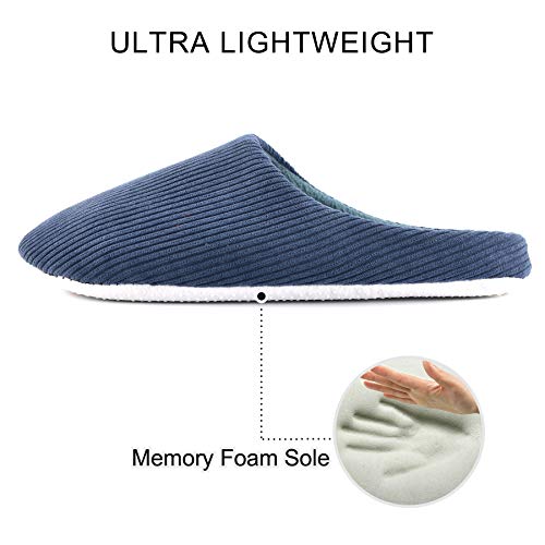 Knixmax Zapatillas de Estar por Casa para Hombre Mujer, Zapatos Memory Algodón Pantuflas, Zapatillas Cómodas Suave CáLido y Antideslizante Zapatillas para Interior, Hotel, Hogar, Azul EU 46-47