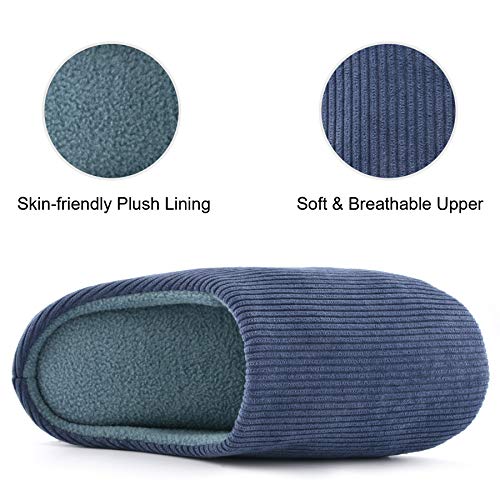 Knixmax Zapatillas de Estar por Casa para Hombre Mujer, Zapatos Memory Algodón Pantuflas, Zapatillas Cómodas Suave CáLido y Antideslizante Zapatillas para Interior, Hotel, Hogar, Azul EU 46-47