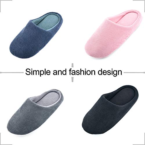 Knixmax Zapatillas de Estar por Casa para Hombre Mujer, Zapatos Memory Algodón Pantuflas, Zapatillas Cómodas Suave CáLido y Antideslizante Zapatillas para Interior, Hotel, Hogar, Azul EU 46-47